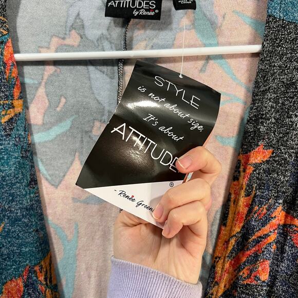 Attitudes by Renee Global Illusions Casknit Cocoon Cardigan Jungle Orchid Size1X - Picture 5 of 14